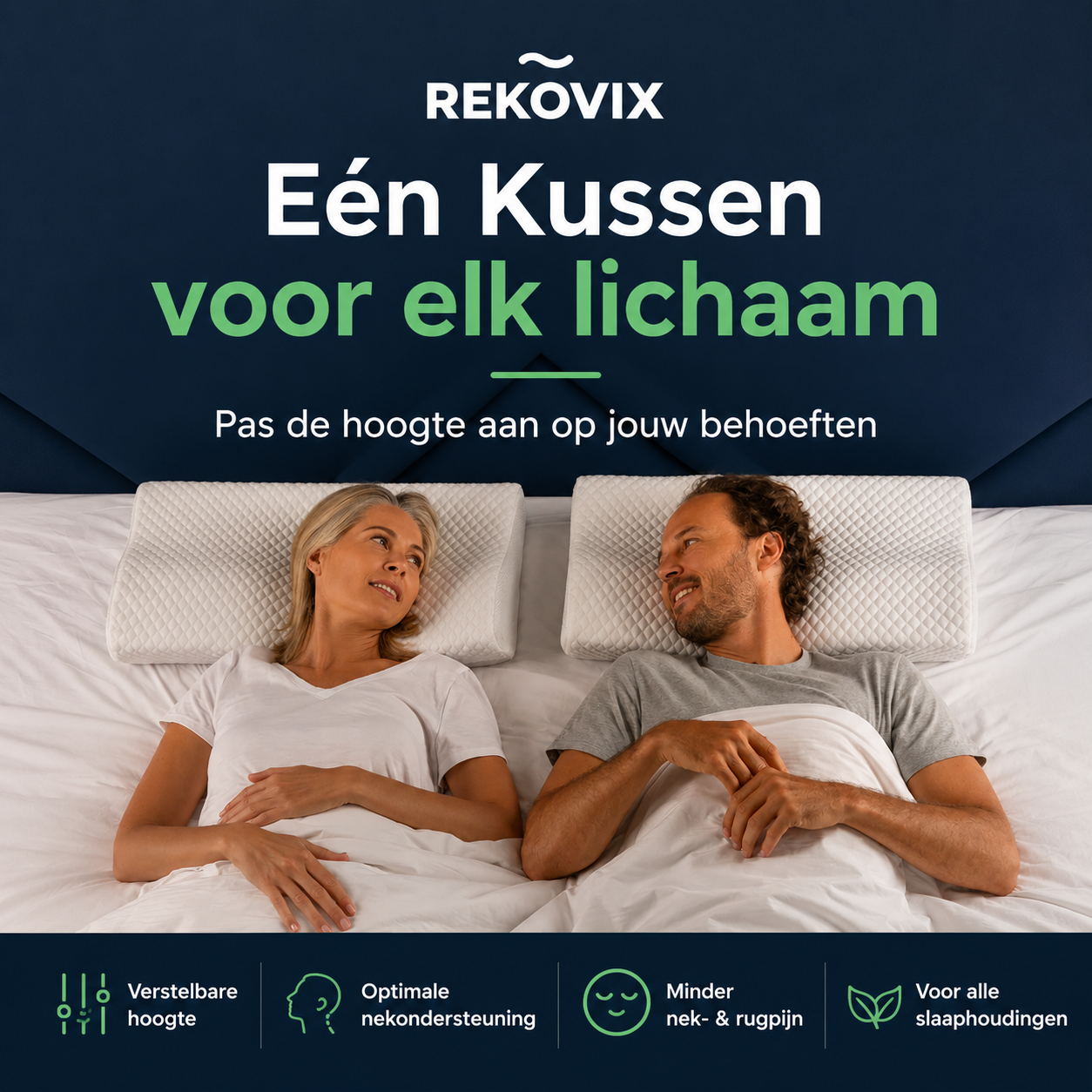 Rekovix verstelbare memory foam kussen