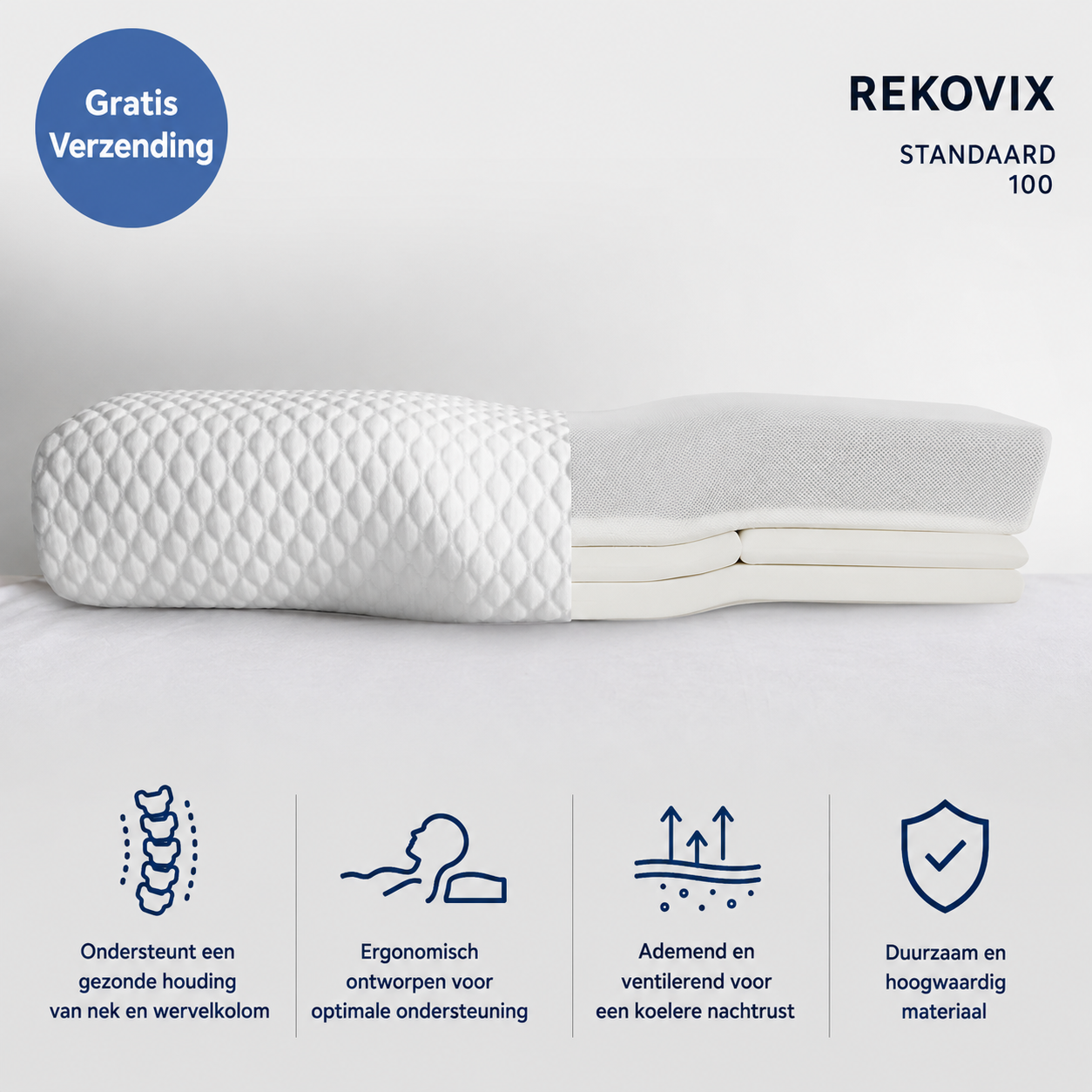 Rekovix verstelbare memory foam kussen
